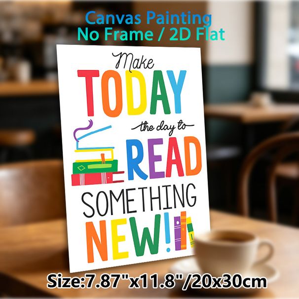 Reading Motivational Painting Poster, Bright Colorful Typography With Book Graphics Poster, Inspiring Reading Reminder For Study Room, Library_maomaolike.com