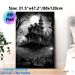 Haunted House Themed Painting Poster, Monochrome Gothic Spooky Scene Poster, Eerie Atmospheric Decor Ideal For Home And Halloween Party Spaces_maomaolike.com