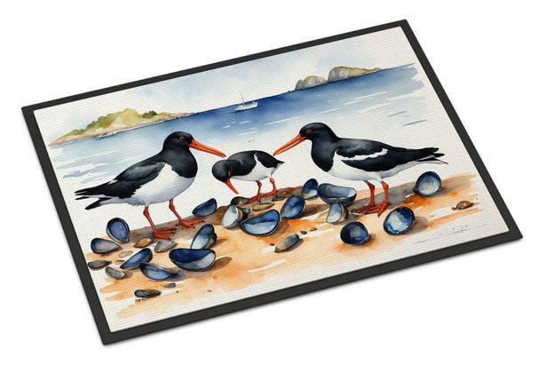 Oystercatchers Feeding Doormat Front Door Mat Indoor Outdoor Rugs For Entryway, Non Slip Washable Low Pile, 24H X 36W_maomaolike.com