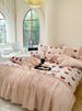 French All-Cotton Brushed Heart Bedding For Girls, Pure Cotton Edge Duvet Cover, Princess Style Bed Sheet Set_maomaolike.com
