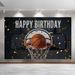 Basketball Happy Birthday Party Banner - 2D Flat Polyester Backdrop, Wall Hanging Photo Props, Party Decor_maomaolike.com
