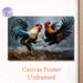 Fighting Roosters Painting Poster, Vibrant Realistic Oil Painting Style Poster, Dynamic Rainy Scene With Clashing Roosters, Eye-catching Rustic Decor_maomaolike.com