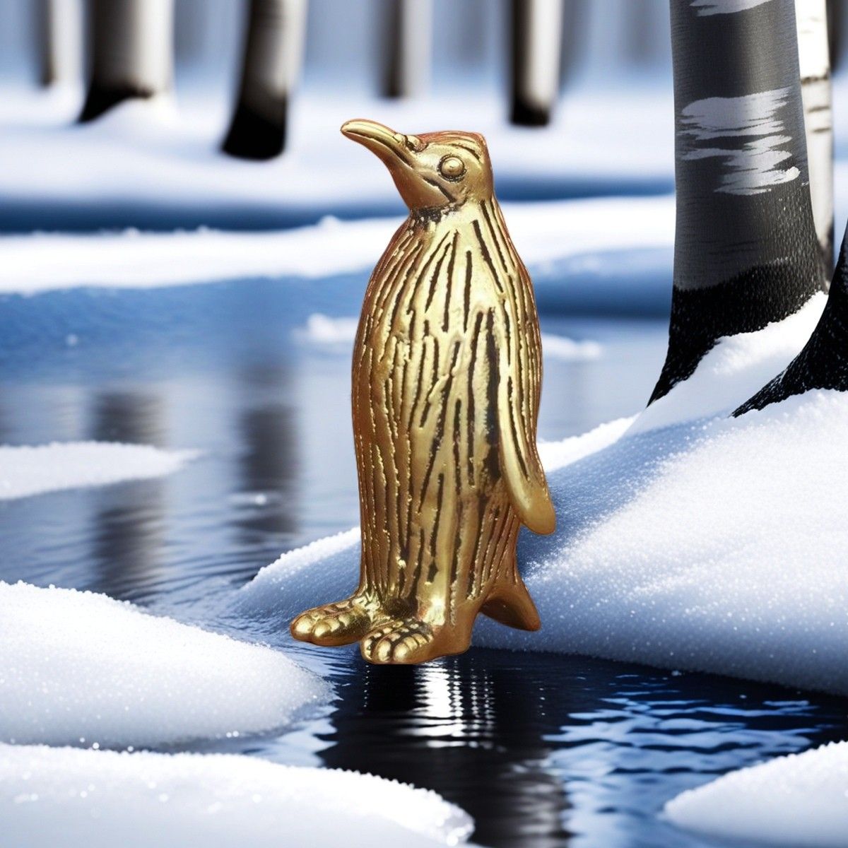 Little Penguin Brass Cute Childlike Tea Pet Decoration Copper Sculpture Handheld Craft Collectible Small Ornament_maomaolike.com