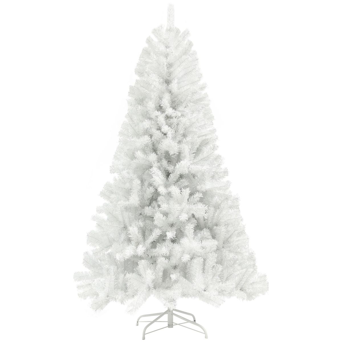 Artificial Christmas Tree, Unlit Xmas Tree With Branch Tips, Auto Open, Steel Base, Holiday Décor For Home Office, White_maomaolike.com