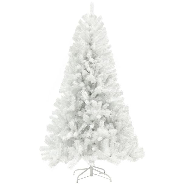 Artificial Christmas Tree, Unlit Xmas Tree With Branch Tips, Auto Open, Steel Base, Holiday Décor For Home Office, White_maomaolike.com