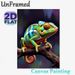Chameleon Themed Painting Poster, Vibrant Realistic Colorful Chameleon Perched On Branch Poster, Eye-catching Artistic Decor Ideal For Living Room_maomaolike.com