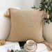 SOGA 2X 50CM Light Brown Pillow With Tassel Accents, Rizzy Transitional Cover Throw Pillow_maomaolike.com