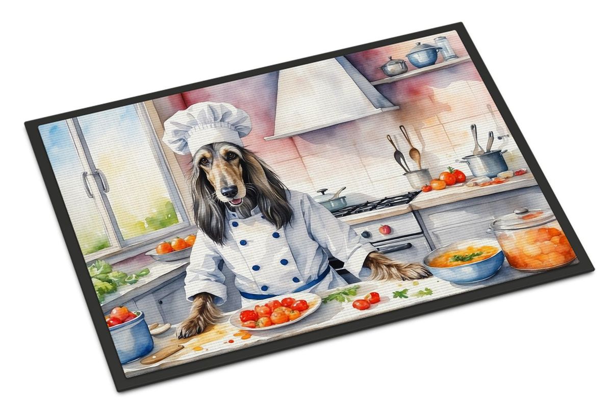 Afghan Hound The Chef Doormat Front Door Mat Indoor Outdoor Rugs For Entryway, Non Slip Washable Low Pile, 24H X 36W_maomaolike.com