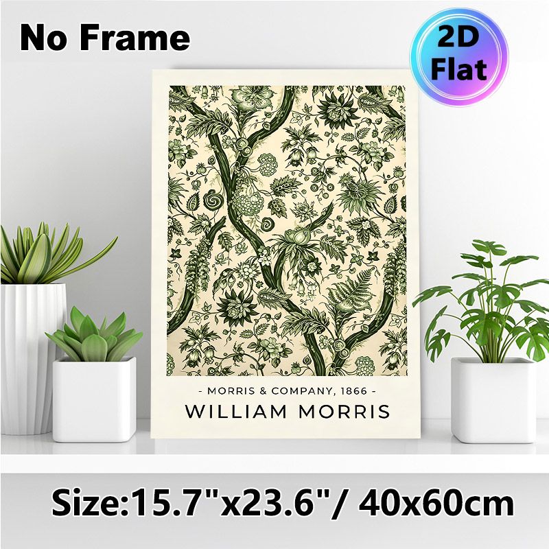 Vintage Botanical Floral Painting Poster, Muted Green Ornate Retro Plant Pattern Poster, Timeless Classic Art Piece, Ideal For Living Room, Bedroom_maomaolike.com