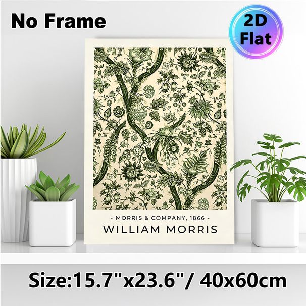 Vintage Botanical Floral Painting Poster, Muted Green Ornate Retro Plant Pattern Poster, Timeless Classic Art Piece, Ideal For Living Room, Bedroom_maomaolike.com