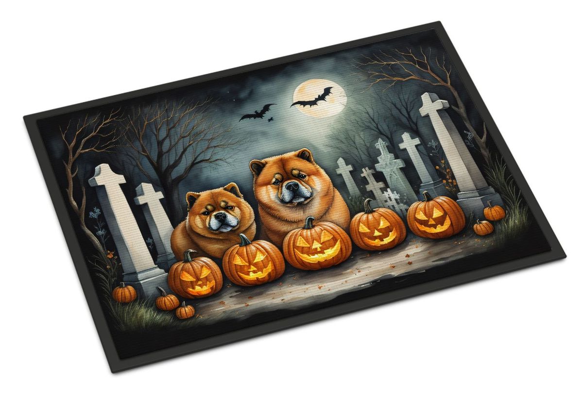 Chow Chow Spooky Halloween Doormat Front Door Mat Indoor Outdoor Rugs For Entryway, Non Slip Washable Low Pile, 24H X 36W_maomaolike.com