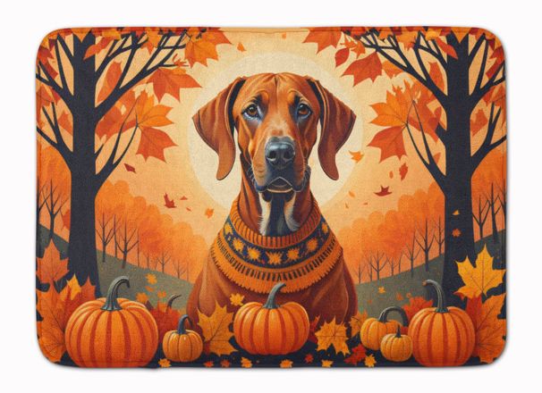 Rhodesian Ridgeback Fall Memory Foam Kitchen Mat Machine Washable Anti-Fatigue Mat Cushion Comfort Bath Mat Or Kitchen Rug_maomaolike.com