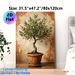 Olive Bonsai Painting Poster, Oil-painting Style Textured Potted Olive Tree Poster, Calming Natural Decor Ideal For Living Room, Dining Area_maomaolike.com