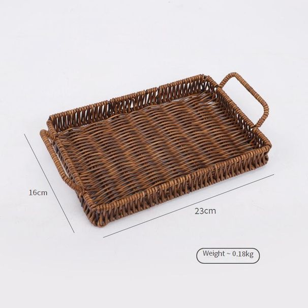 Rectangular Woven Wicker Bread Basket With Dual Handles Brown Decorative Storage Bin For Snacks Fruits Kitchen_maomaolike.com