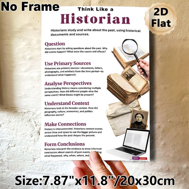 Think Like A Historian Educational Painting Poster, Clear Structured Text-and-visual Poster, Teaches Historical Research Methods, Ideal For Classroom_maomaolike.com