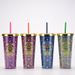 Double layer Plastic Cup Color Skull Halloween Party Water Cup Portable Creative Straw Cup_maomaolike.com