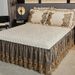 European Style Velvet Quilted Skirt Piece Winter Machine Washable Mattress Dustproof Bed Cover Single Person 1.68m_maomaolike.com