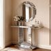 Mirrored Console Table, Silver Entryway Table With U Base & Hand-Spliced Line Design For Living Room, Hallway, Foyer, 47 Inch_maomaolike.com