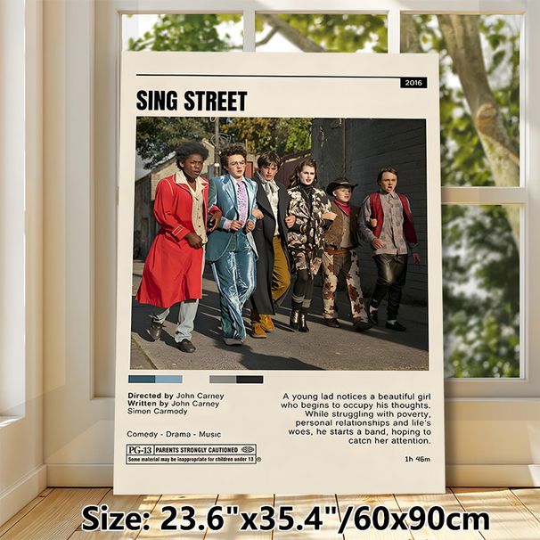 Sing Street Movie Painting Poster, Vintage-style Retro Band Group Portrait Poster, Nostalgic Music Drama Themed Decor, Ideal For Living Room, Home_maomaolike.com