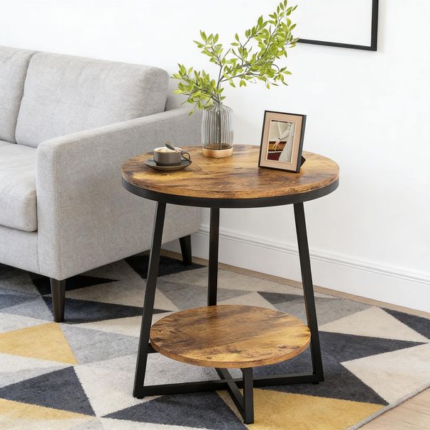 Modern Side Table,Rustic End Table,Round Coffee Table_maomaolike.com