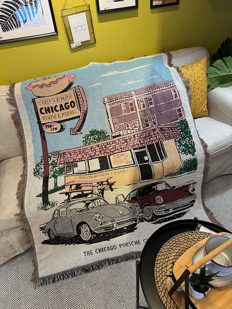 Cartoon American Style Decorative Tapestry Outdoor Multi-Functional Personalized Throw Tent RV Sleeping Sofa Camping Bed Blanket_maomaolike.com