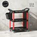 3-Tier Rolling Tool Cart, 200 LBS Capacity Plastic Utility Cart With Side Shelf And Storage Bucket, Black & Red_maomaolike.com