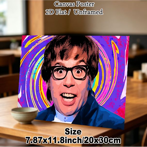 Retro Pop Culture Portrait Painting Poster, Vibrant Psychedelic Style Poster, Bold Colorful Swirling Backdrop, Eye-catching Artistic Decor Ideal For_maomaolike.com