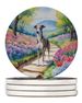 Whippet Spring Path Large Sandstone Coasters Pack Of 4 Absorbent Round Coasters Decor Gifts For Men Or Women, 4 In, Multicolor_maomaolike.com