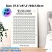 $100,000 Savings Challenge Painting Poster, Clean-lined Minimalist Savings Tracker Poster, Practical Tool To Plan And Reach Savings Goals For Home_maomaolike.com
