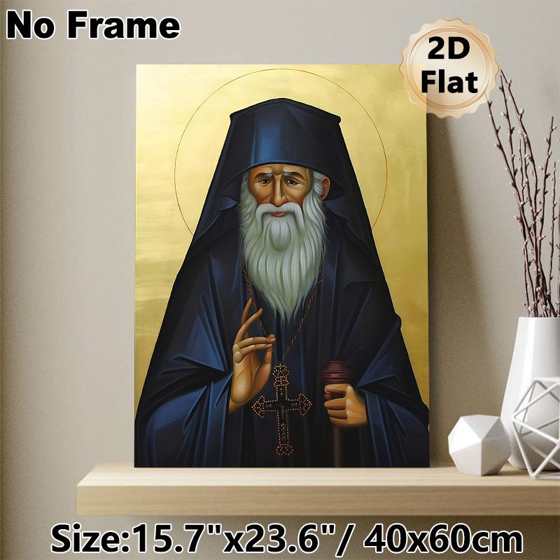 Eastern Orthodox Saint Painting Poster, Serene Traditional Religious Portrait Poster, Reverent Religious Decor Ideal For Church And Home Prayer Spaces_maomaolike.com