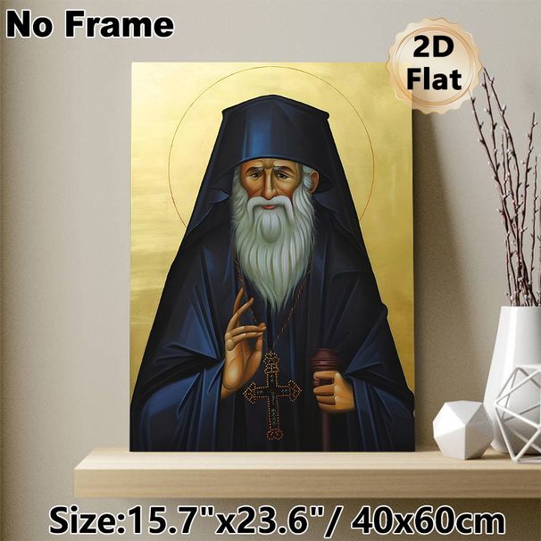 Eastern Orthodox Saint Painting Poster, Serene Traditional Religious Portrait Poster, Reverent Religious Decor Ideal For Church And Home Prayer Spaces_maomaolike.com
