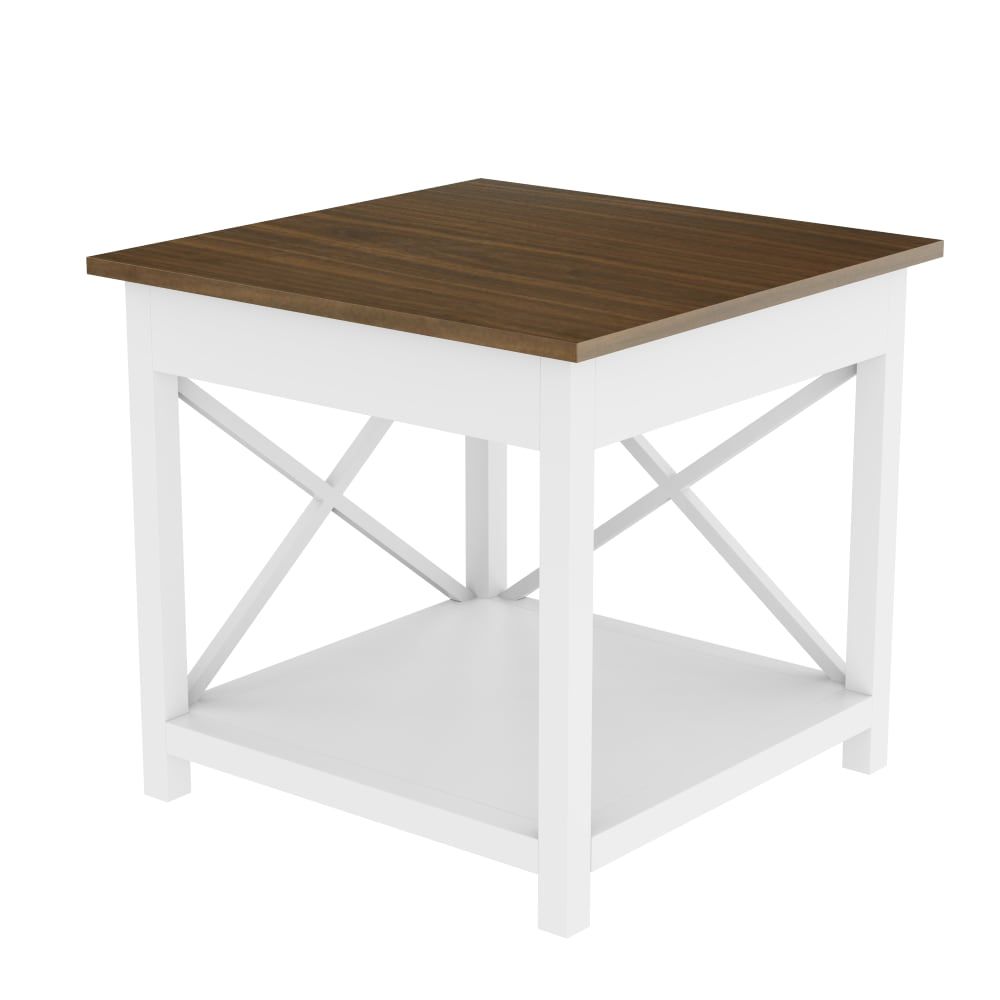 Corner Desk With Storage Shelves, Small Square Table In American Style,for Home ,Office, Small Space, White And Wood_maomaolike.com