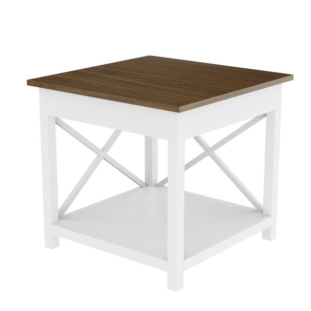 Corner Desk With Storage Shelves, Small Square Table In American Style,for Home ,Office, Small Space, White And Wood_maomaolike.com