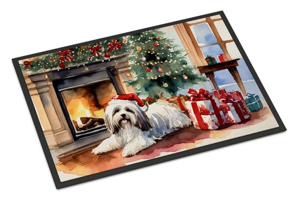 Havanese Cozy Christmas Doormat Front Door Mat Indoor Outdoor Rugs For Entryway, Non Slip Washable Low Pile, 24H X 36W_maomaolike.com