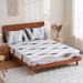 Gray White Blue Geometric Diamond Polyester Skin Friendly Bed Mattress Protector Fitted Sheet_maomaolike.com