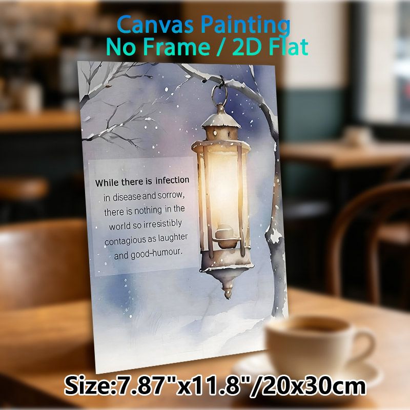 Winter Lantern & Inspirational Quote Painting Poster, Soft Watercolor Snowy Scene Poster, Uplifting Humorous Message, Suitable For Living Room_maomaolike.com