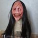 Halloween Horror Long Hair Demon Mask Red Face Demon Mask Toothy Demon Latex Long Hair Mask_maomaolike.com