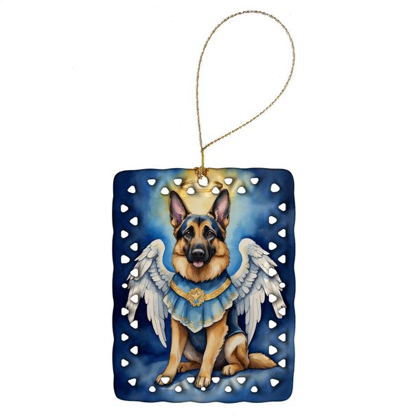 German Shepherd My Angel Porcelain Ornament Christmas Tree Hanging Decorations For Home Christmas Holiday, Rectangle, Gift, Multicolor_maomaolike.com