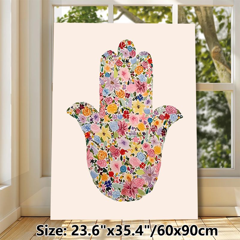 Floral Hamsa Hand Painting Poster, Vibrant Floral-filled Hamsa Hand Poster, Brings Bohemian-inspired Charm Ideal For Living Room, Bedroom Or_maomaolike.com