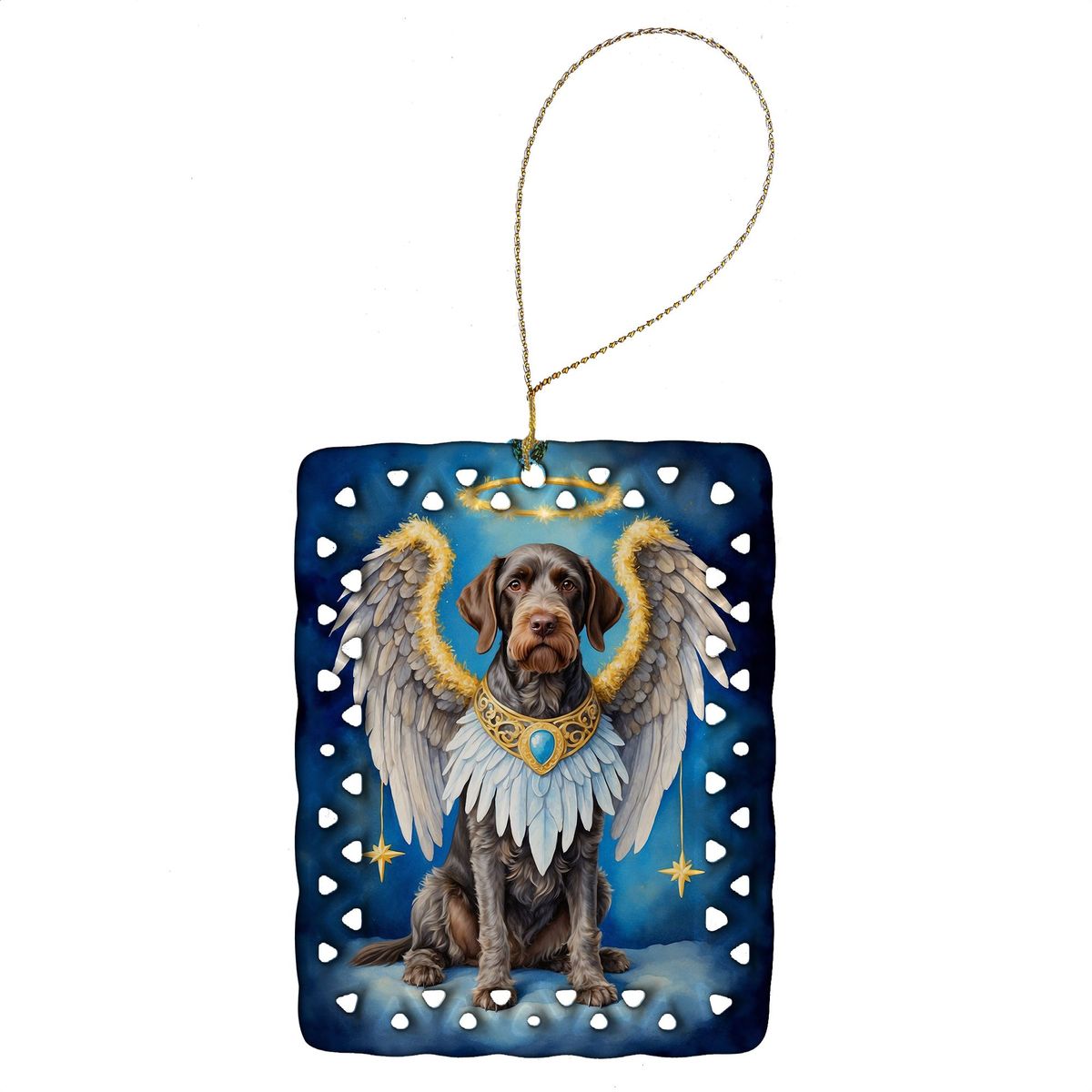 German Wirehaired Pointer My Angel Porcelain Ornament Christmas Tree Hanging Decorations For Home Christmas Holiday, Rectangle, Gift, Multicolor_maomaolike.com