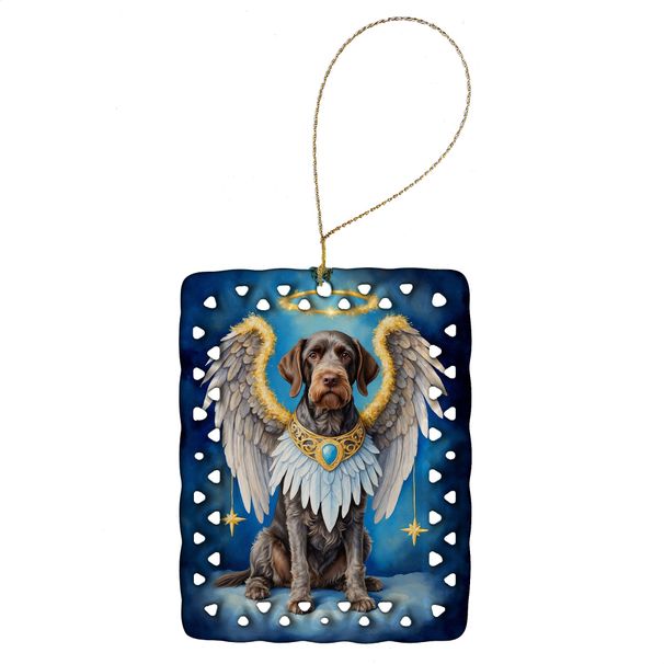 German Wirehaired Pointer My Angel Porcelain Ornament Christmas Tree Hanging Decorations For Home Christmas Holiday, Rectangle, Gift, Multicolor_maomaolike.com