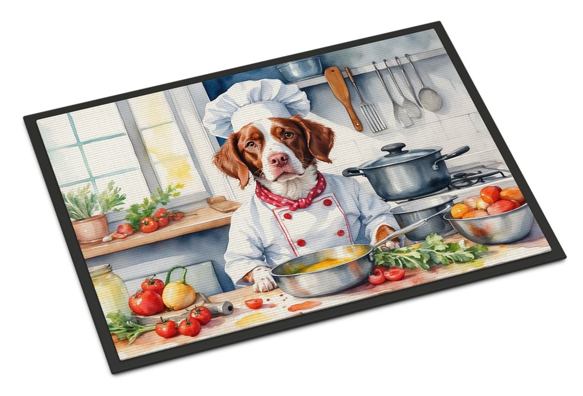 Brittany Spaniel The Chef Doormat Front Door Mat Indoor Outdoor Rugs For Entryway, Non Slip Washable Low Pile, 24H X 36W_maomaolike.com