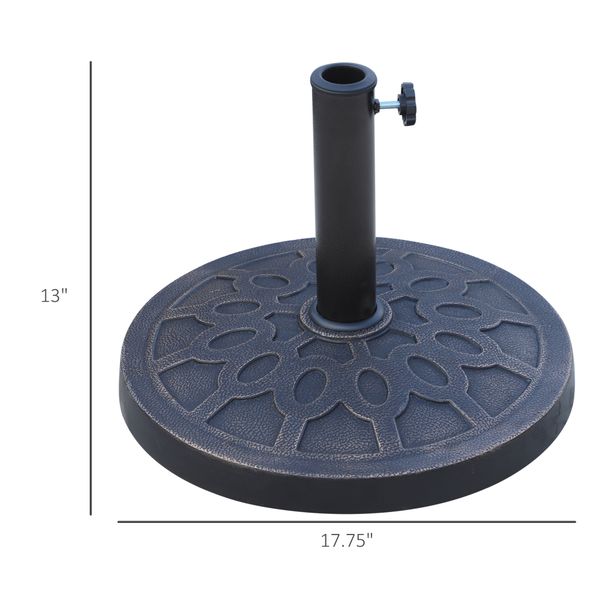 18" 26 Lbs Round Resin Umbrella Base Stand Market Parasol Holder With Beautiful Decorative Pattern & Easy Setup, For Φ1.5", Φ1.89" Pole, For Lawn, Deck, Backyard, Garden, Bronze_maomaolike.com