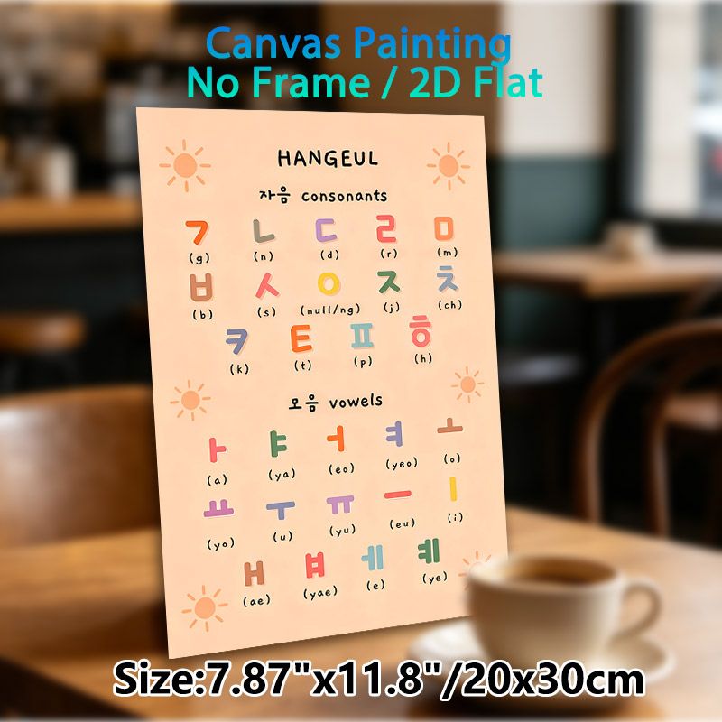 Hangeul Alphabet Painting Poster, Soft-colored Clear Korean Consonants & Vowels Chart Poster, Practical Aid For Korean Language Learning, Suitable For_maomaolike.com