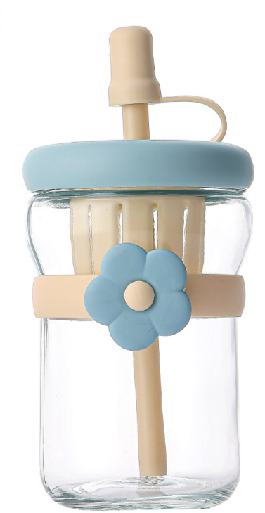 Custom Cute Glass Cartoon Infuser Cold Brew Flower Tea Straw Direct Drinking For Female Students And Children Gift Water_maomaolike.com