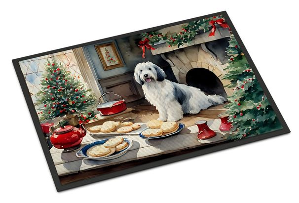 Old English Sheepdog Christmas Cookies Doormat Front Door Mat Indoor Outdoor Rugs For Entryway, Non Slip Washable Low Pile, 24H X 36W_maomaolike.com