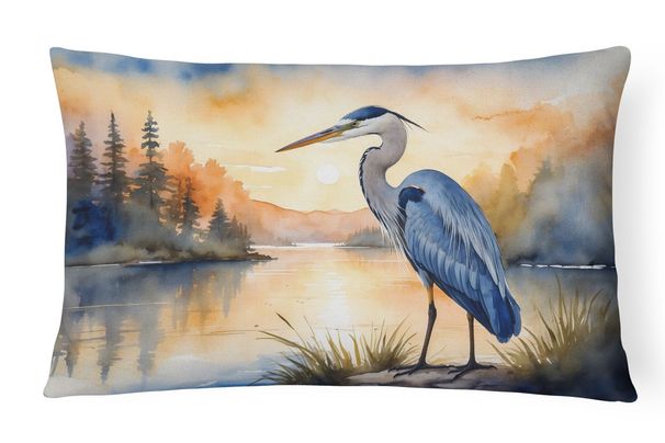 Birds, Birds, Birds Throw Pillow Throw Pillow For Indoor Couch Bed Outdoor Patio Washable, Blue Heron Golden Hour 7499,12Hx16W_maomaolike.com