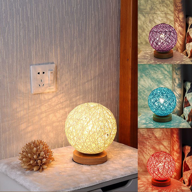 Rattan Ball LED Night Light Desk Starry Sky Atmosphere Children's Gift USB Table Bedroom Bedside Lamp_maomaolike.com