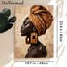 African Woman Painting Poster, Elegant Oil Painting Style Poster, Warm-toned Portrait Of A Woman With Ornate Headwrap And Bold Earrings, Adds Cultural_maomaolike.com