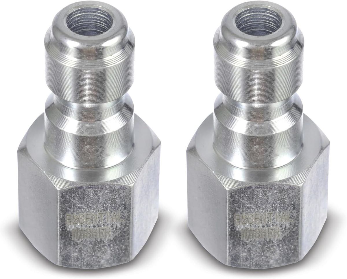 ESSENTIAL WASHER Plated Steel 1/4" Female Quick Connect Fittings Pressure Washer - Pressure Washer Plugs, 4200 PSI, 2 Pack_maomaolike.com